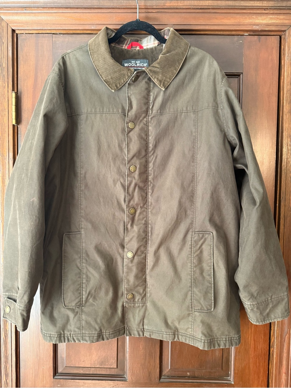 Woolrich Olive-Brown Field Jacket with Corduroy Collar